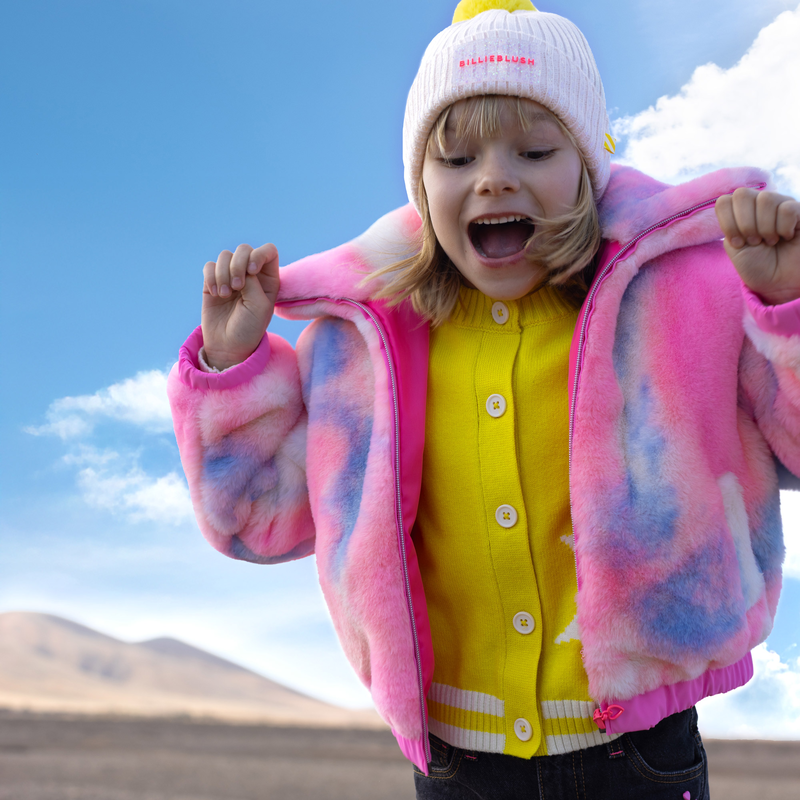 Billie Blush Girl's Pink Fluffy Fleece Coat