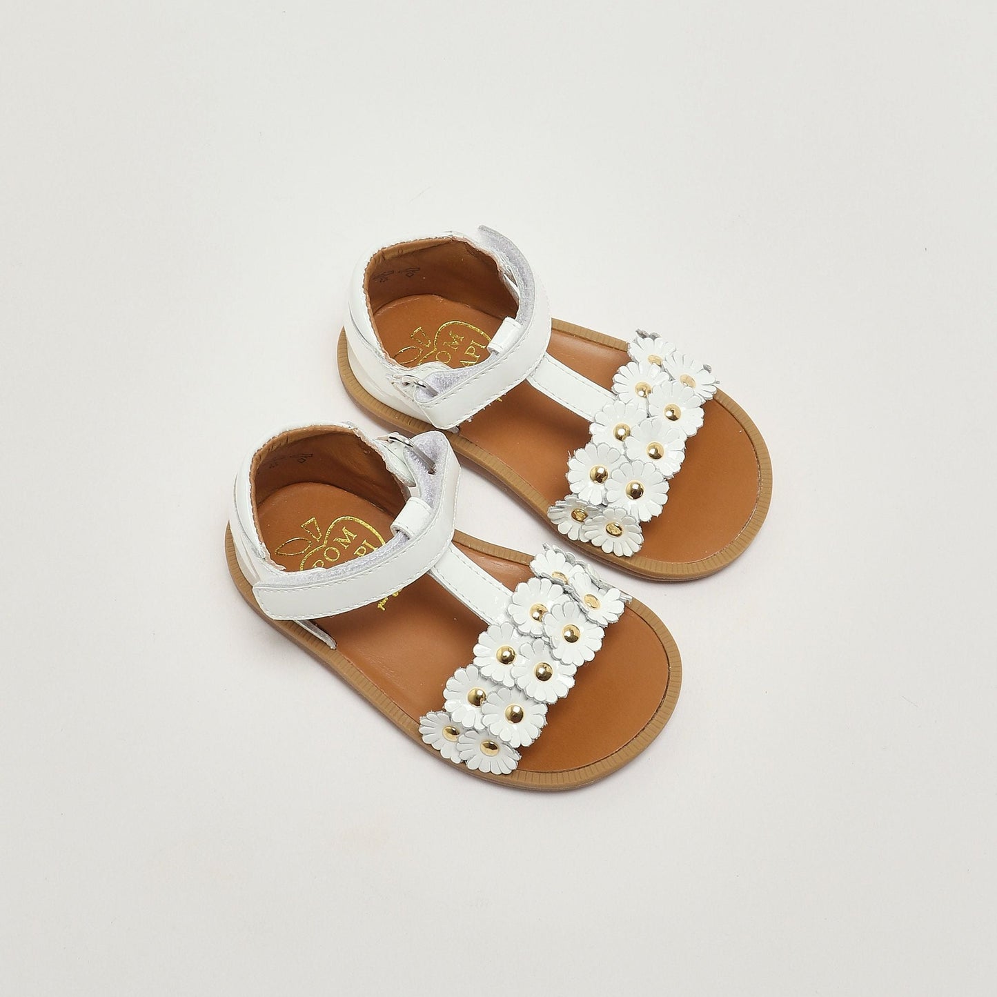Pom D Api Baby Girl's White Poppy Leather Sandals