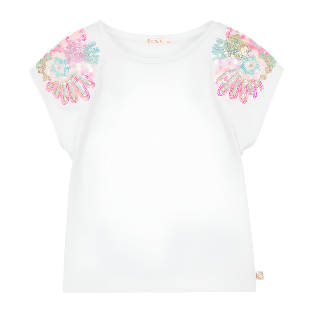 Billie Blush Girl's White Sequin T-Shirt