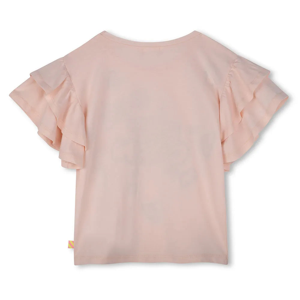 Billie Blush Girl's Pale Pink Ruffle Popcorn Graphic T-Shirt