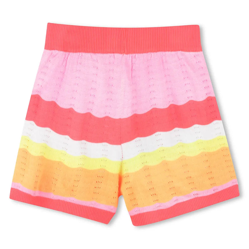 Billie Blush Girl's Coral Striped Knitted Shorts