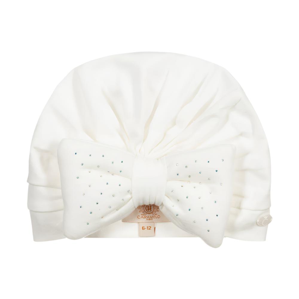 Caramelo Baby Girl's Ivory Diamanté Bow Turban