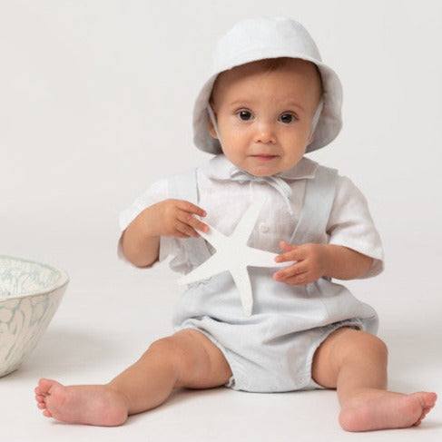 Caramelo Unisex Baby Sky Blue Linen Hat