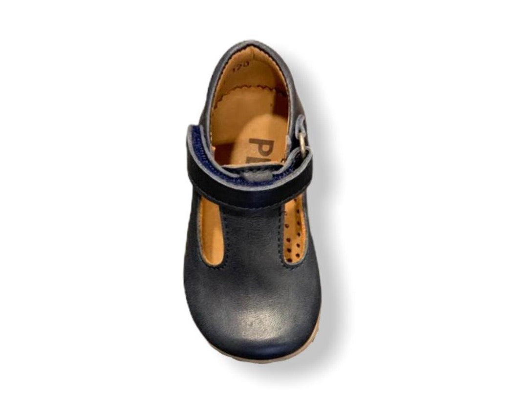Petasil Tim Navy Leather T-Bar Shoe