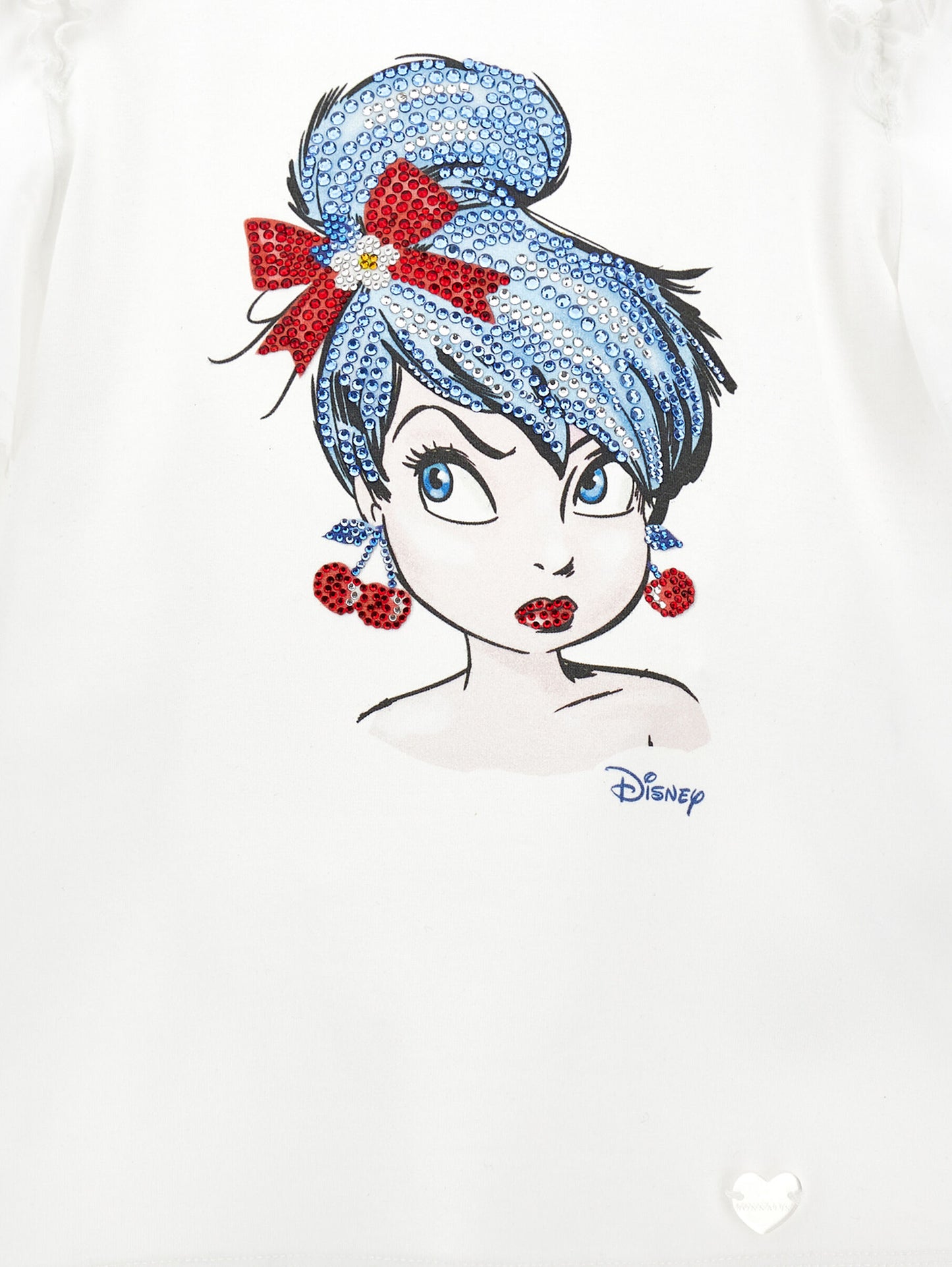Monnalisa Girl's White Tinkerbell Puff Sleeve Jersey T-Shirt