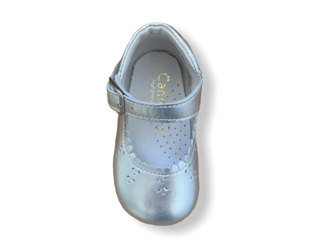 Caminito Baby Silver Leather Buckle Shoe
