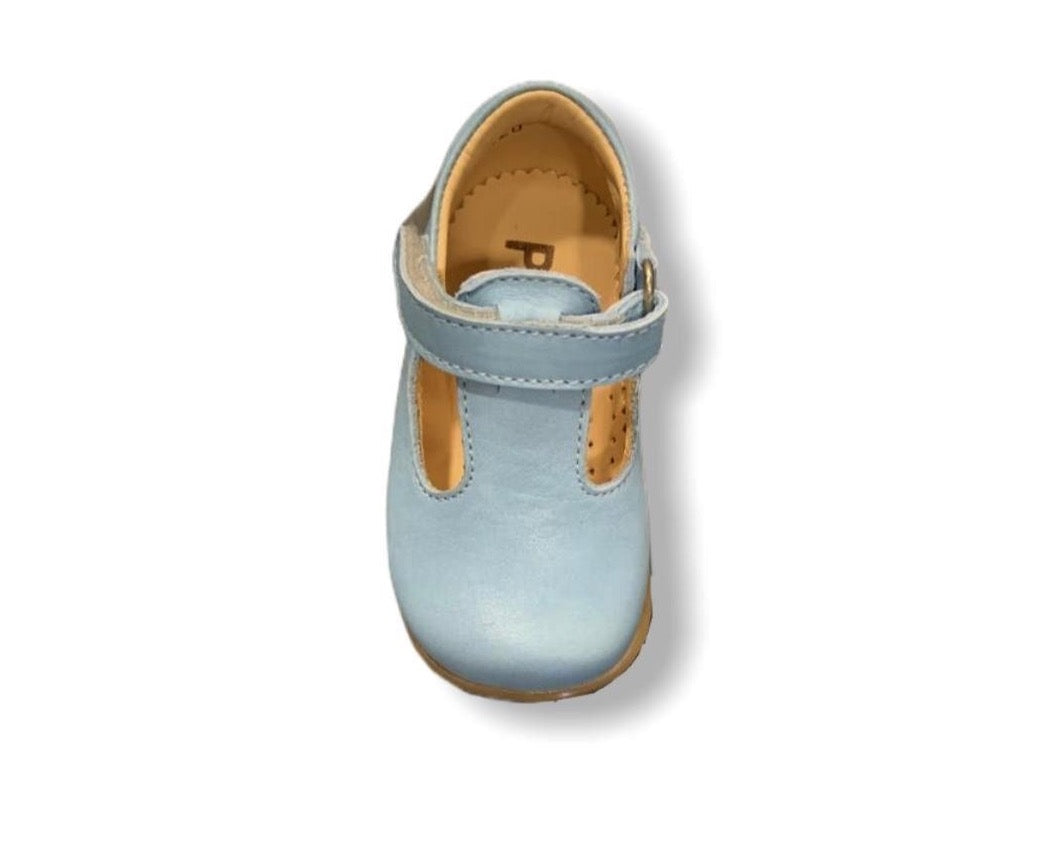 Petasil Tim Baby Blue Leather T-Bar Shoe