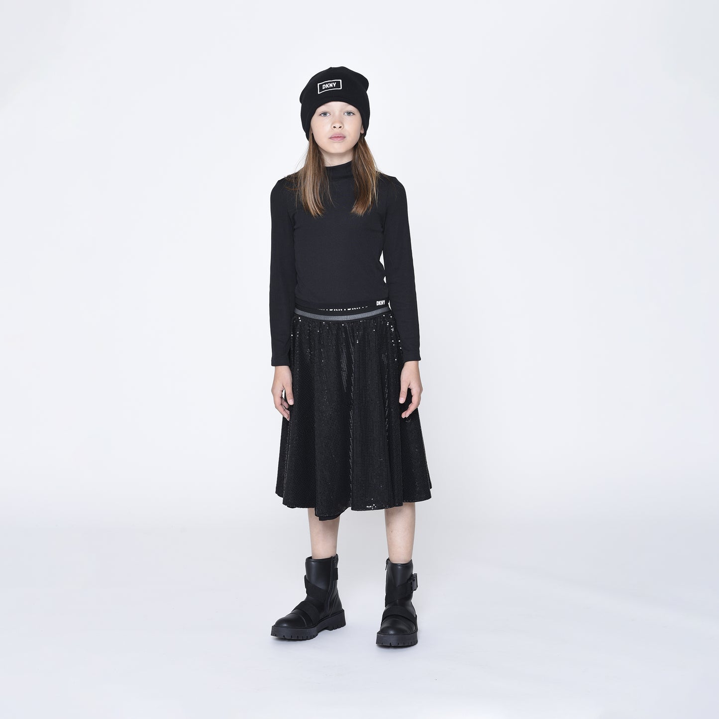DKNY Girl's Black Sequin Skirt