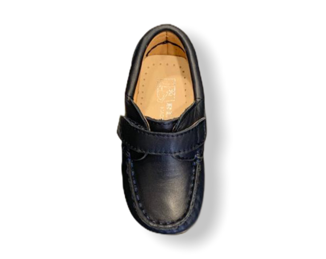 Rettos Baby Navy Leather Velcro Loafer