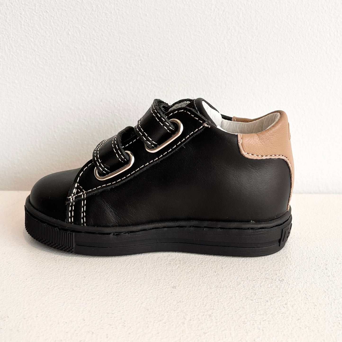 Falcotto Boy's Black Striped 'New Leryn' Leather Trainers