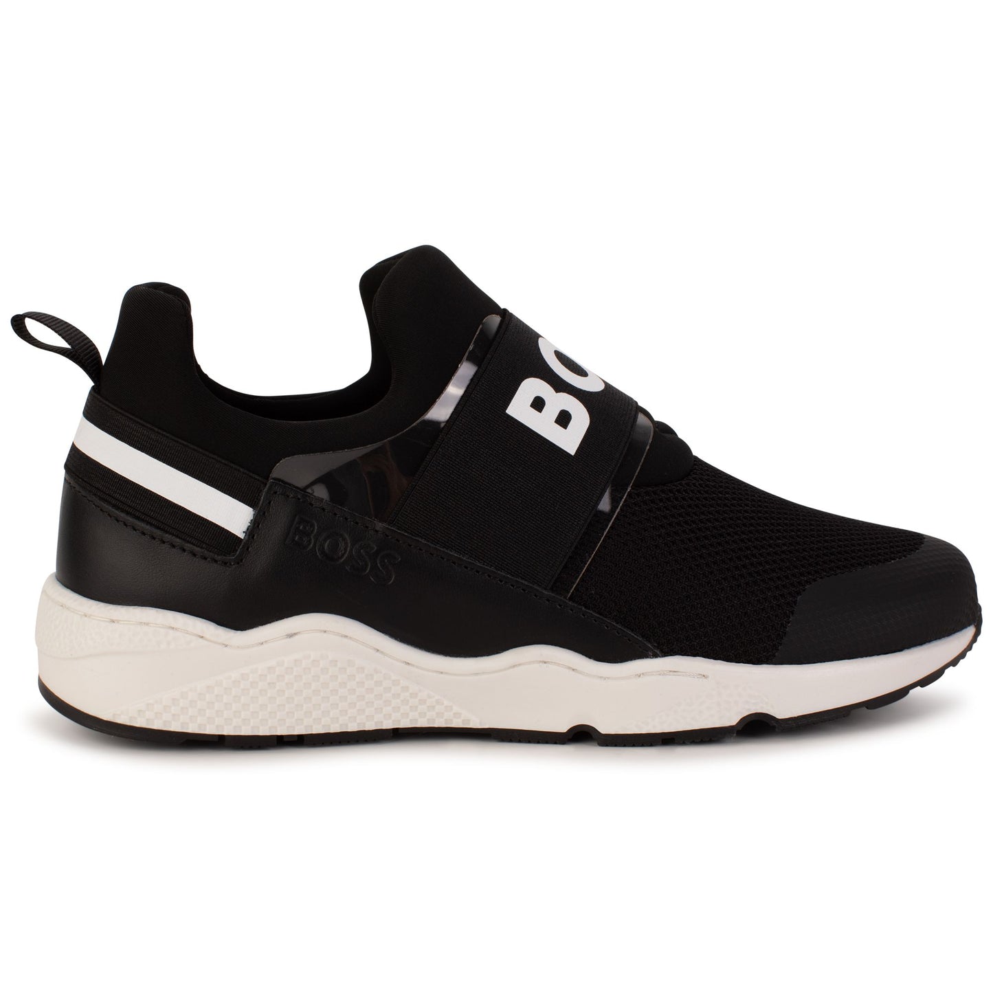 Hugo Boss Boy's Black elasticated Logo Trainers