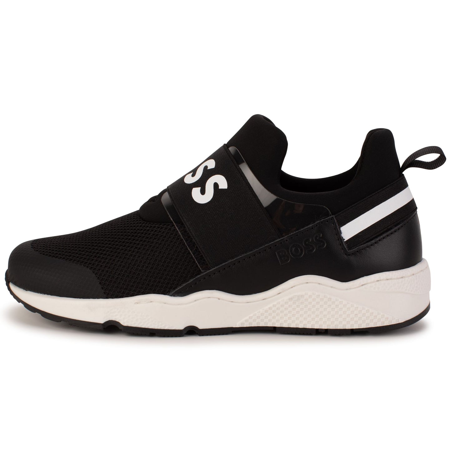 Hugo Boss Boy's Black elasticated Logo Trainers