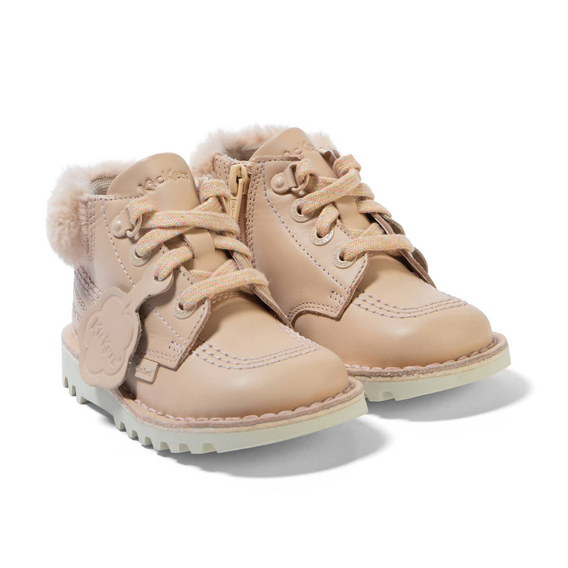 Kickers Infant Girls Kick Hi Winter Leather Beige