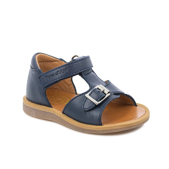 Pom D Api Navy Leather 'Poppy Easy' Sandals