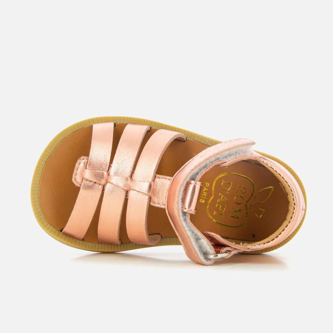 Pom D Api Girl's Rose Gold Poppy Strap Sandals