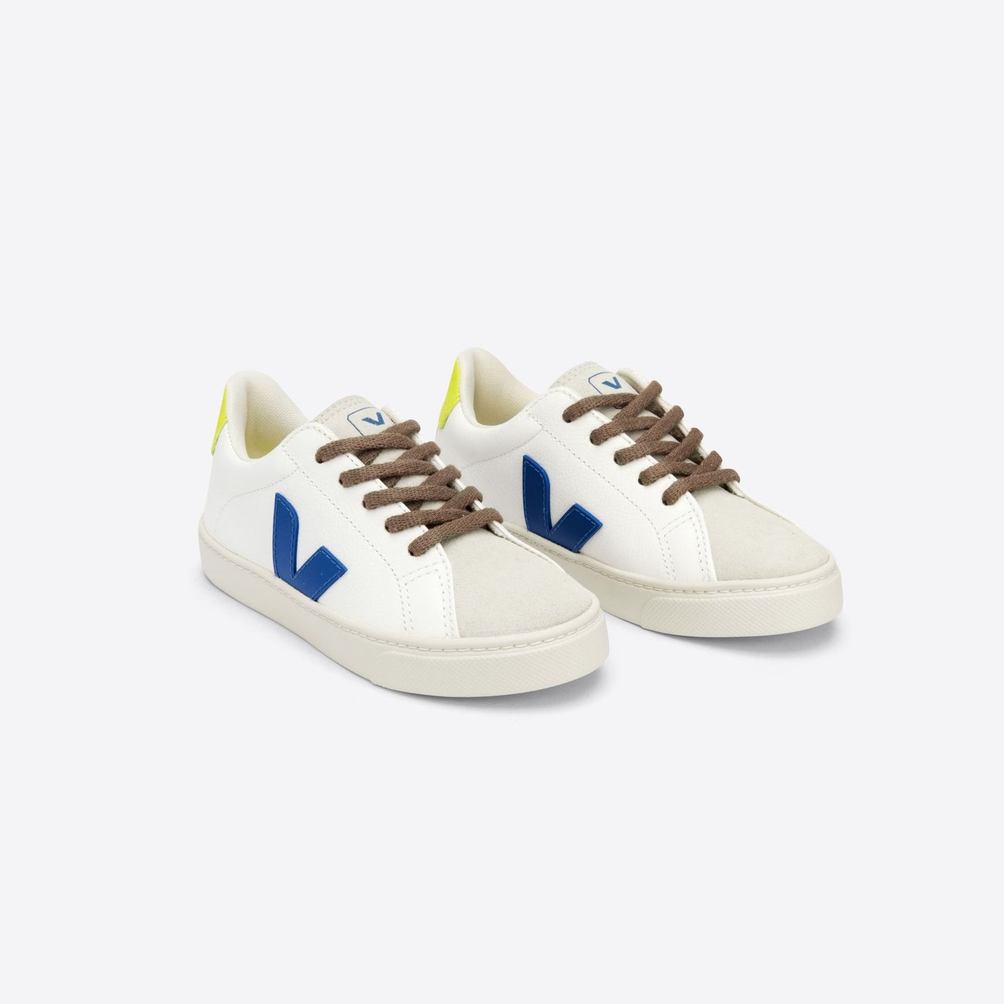 Veja Boy's White Indigo & Yellow Fluo Trainers