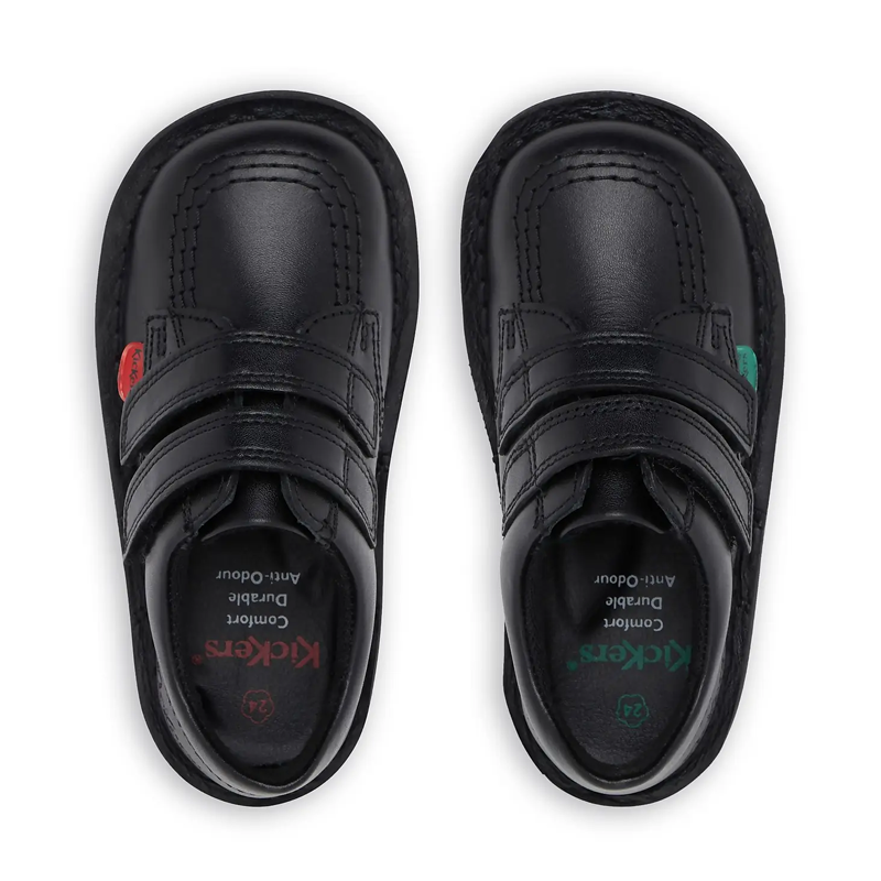 Kickers Unisex Kick Lo Twin Black Leather School Shoes