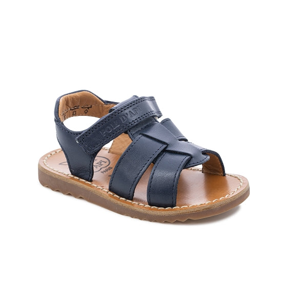 Pom D Api Baby Boy's Marine Blue Leather 'Waff Papy' Sandals