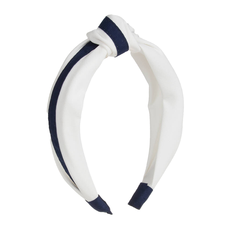 Abel&Lula Girl's White & Navy Knot Headband
