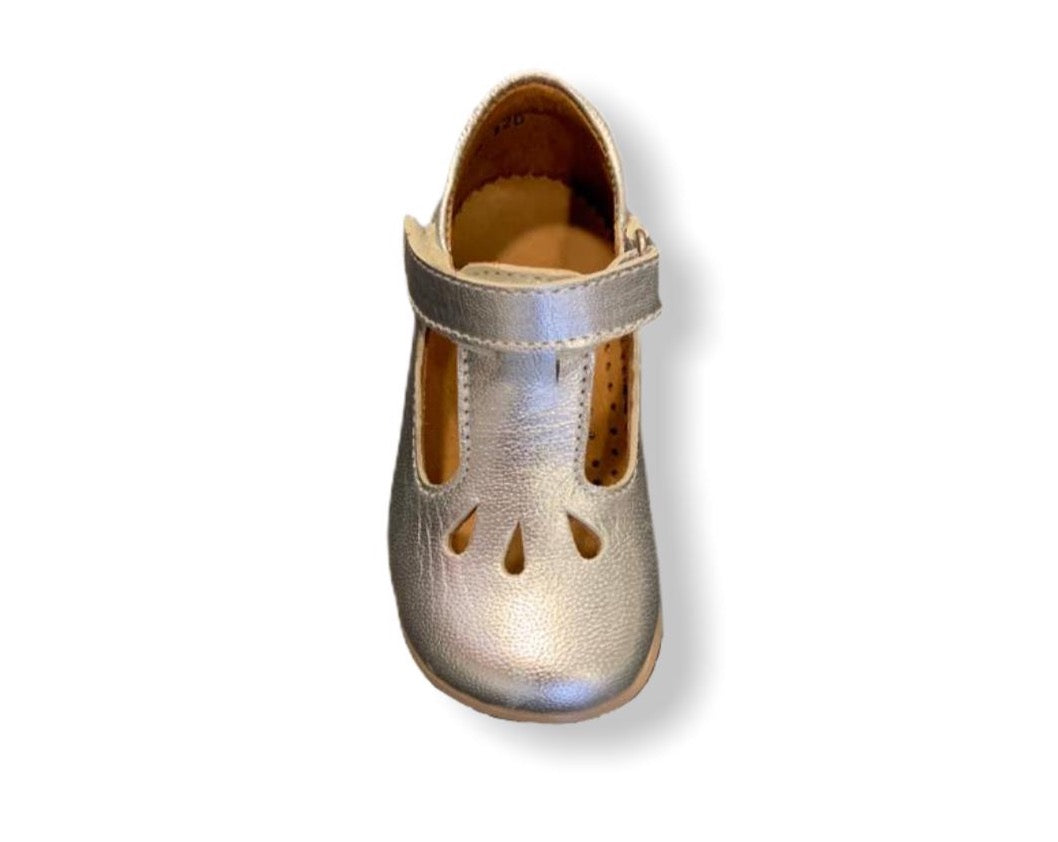 Petasil Tia Silver Leather T-Bar Shoe