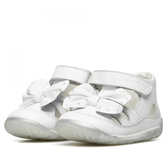 Falcotto Girl's White Leather Flecher Sandals
