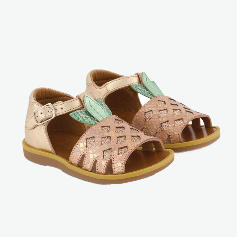 Pom D Api Girl's Cuivre & Mint Poppy Sandals