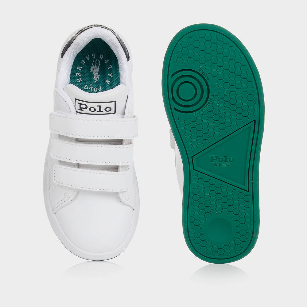 Ralph Lauren Unisex White Velcro Polo Bear Trainers