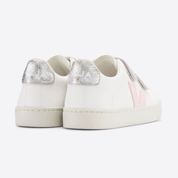 Veja Small Kid's Esplar Leather White Petale Silver