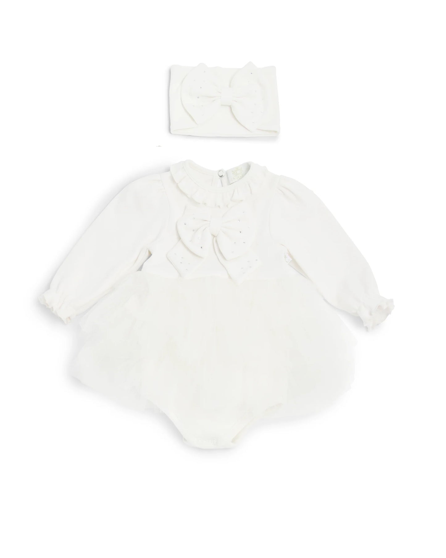 Caramelo Baby Girl's Ivory Tulle Bodysuit Dress