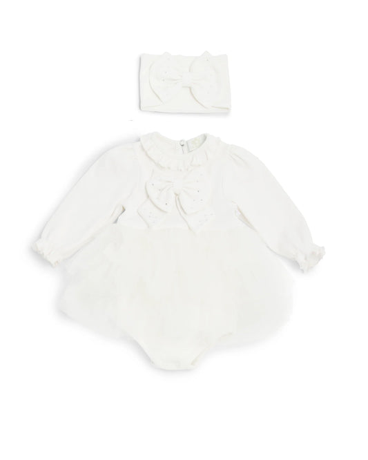 Caramelo Baby Girl's Ivory Tulle Bodysuit Dress