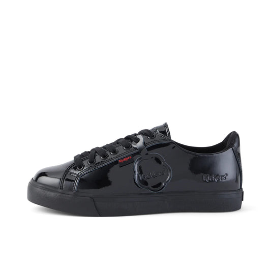 Kickers Girl's Tovni Lacer Black Patent Leather School Shoes