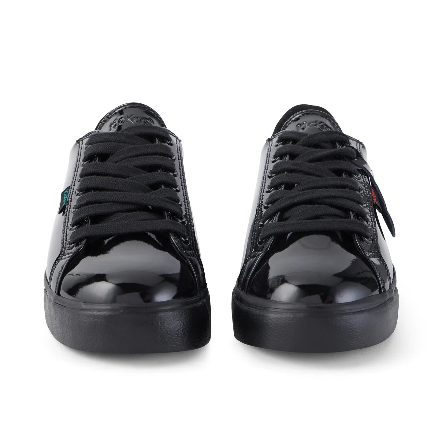 Kickers Girl's Tovni Lacer Black Patent Leather School Shoes