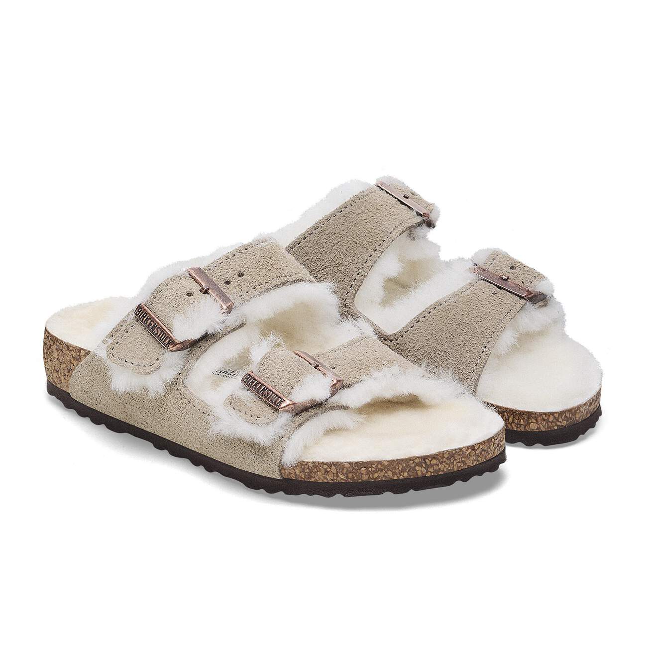 Birkenstock Kid's Taupe Shealing Arizona Sandals