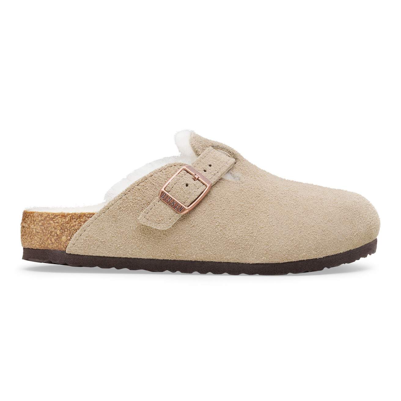 Birkenstock Kid's Taupe Shearling Boston Sandals