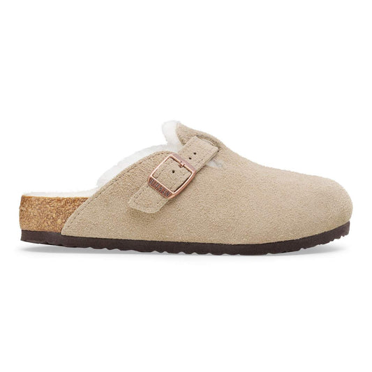 Birkenstock Kid's Taupe Shearling Boston Sandals