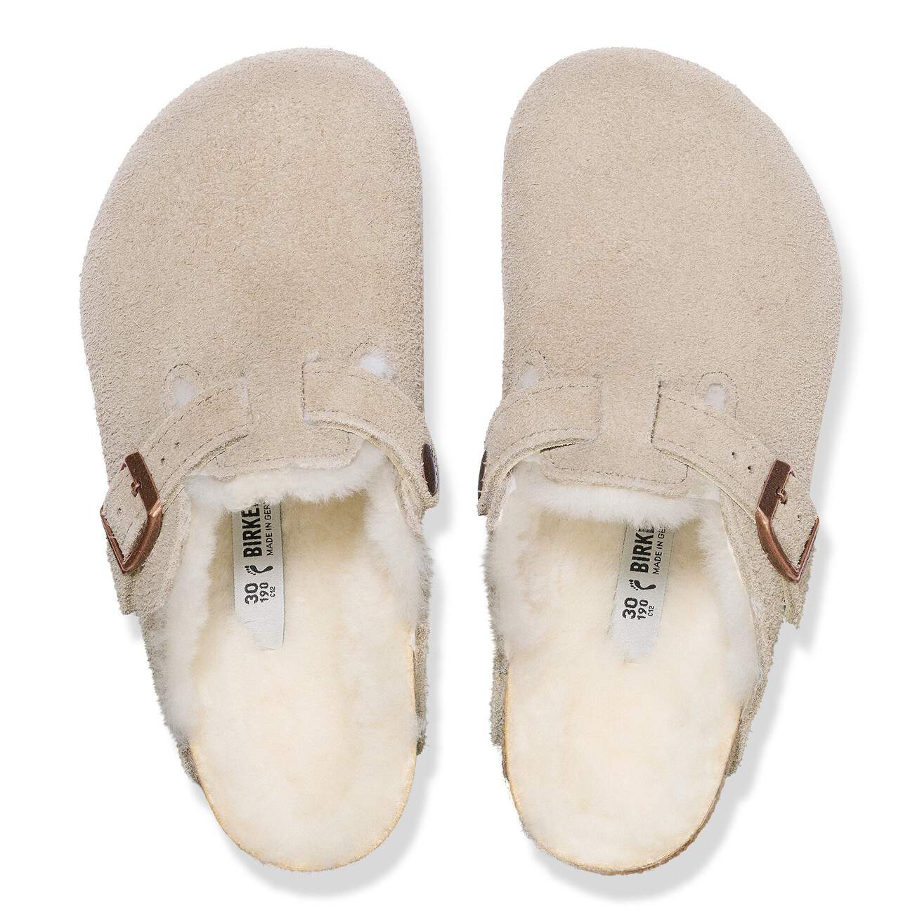 Birkenstock Kid's Taupe Shearling Boston Sandals