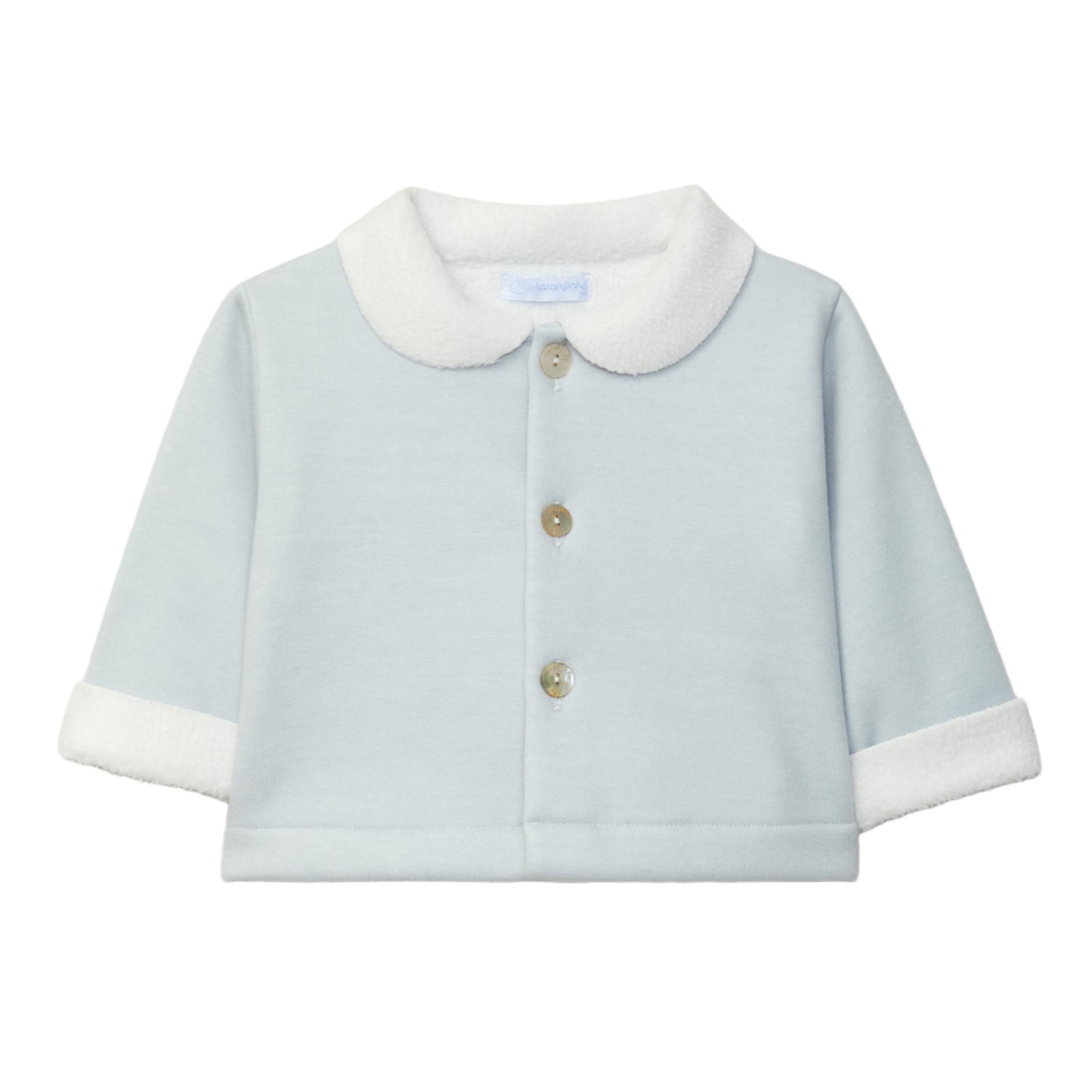 Laranjinha Baby Boy's Medium Blue Double Jersey Faux Fur Jacket