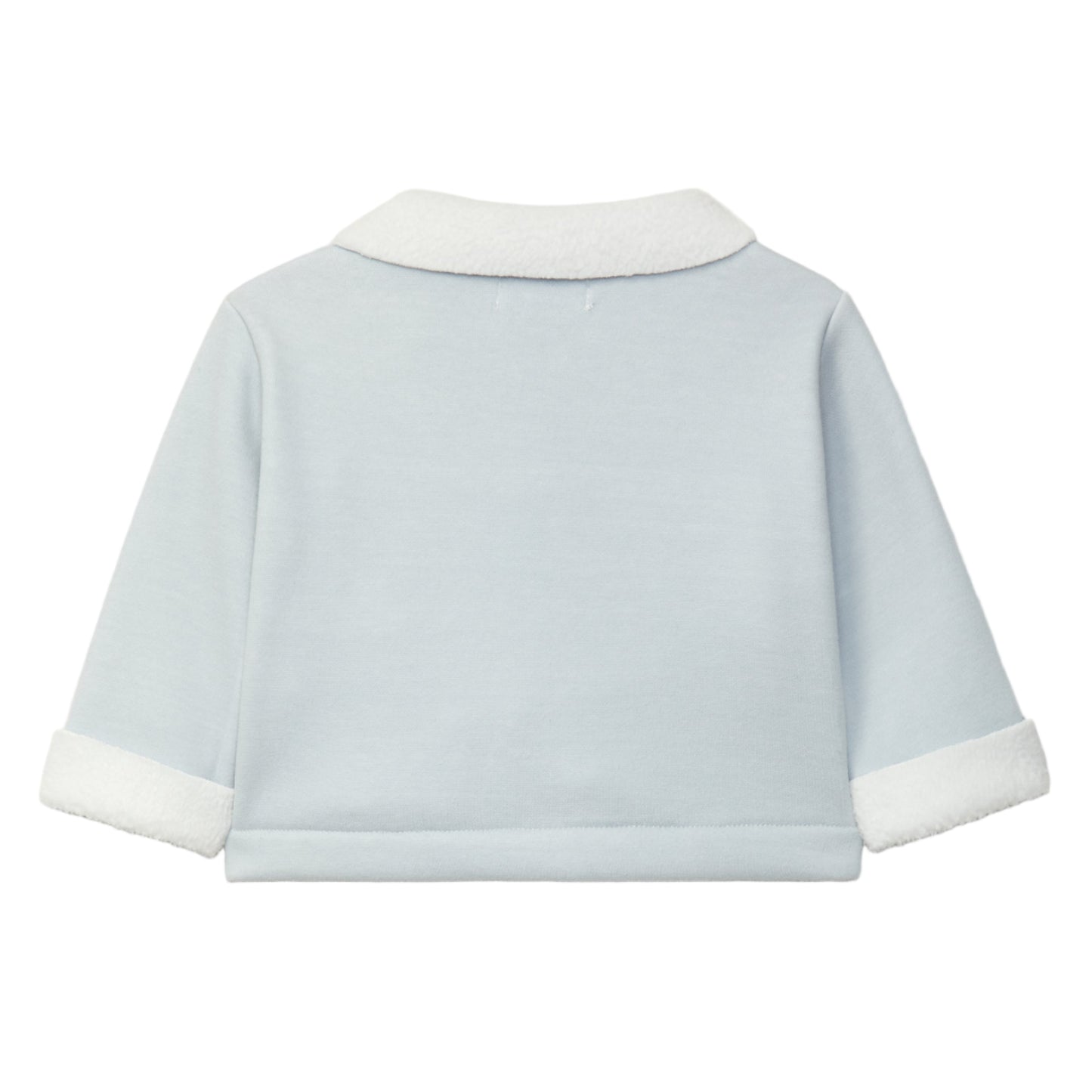 Laranjinha Baby Boy's Medium Blue Double Jersey Faux Fur Jacket