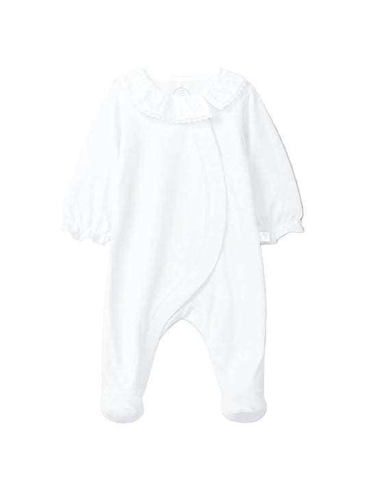Laranjinha Baby Girl's White Ruffled Collar Babygrow
