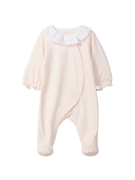 Laranjinha Baby Girl's Pink Ruffled Collar Babygrow