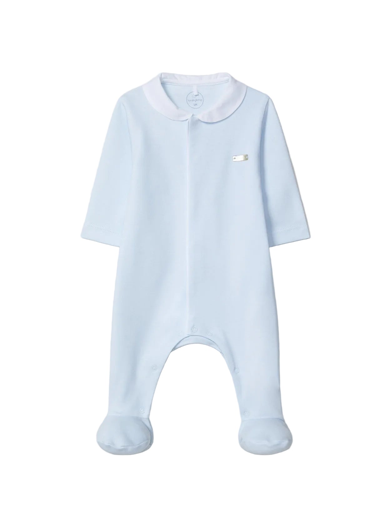 Laranjinha Baby Boy's Blue Round Collar Onesie