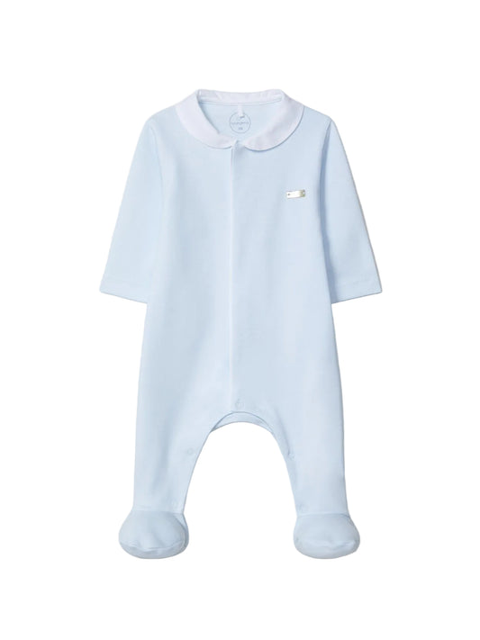 Laranjinha Baby Boy's Blue Round Collar Onesie