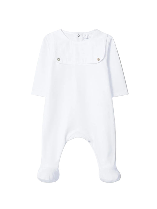 Laranjinha Baby's White Jacquard Striped Onesie