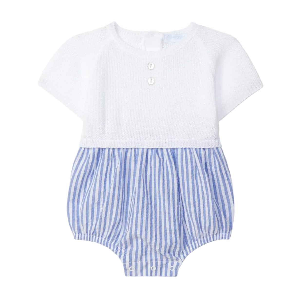 Laranjinha Baby Boy's Blue Printed Fabric Romper