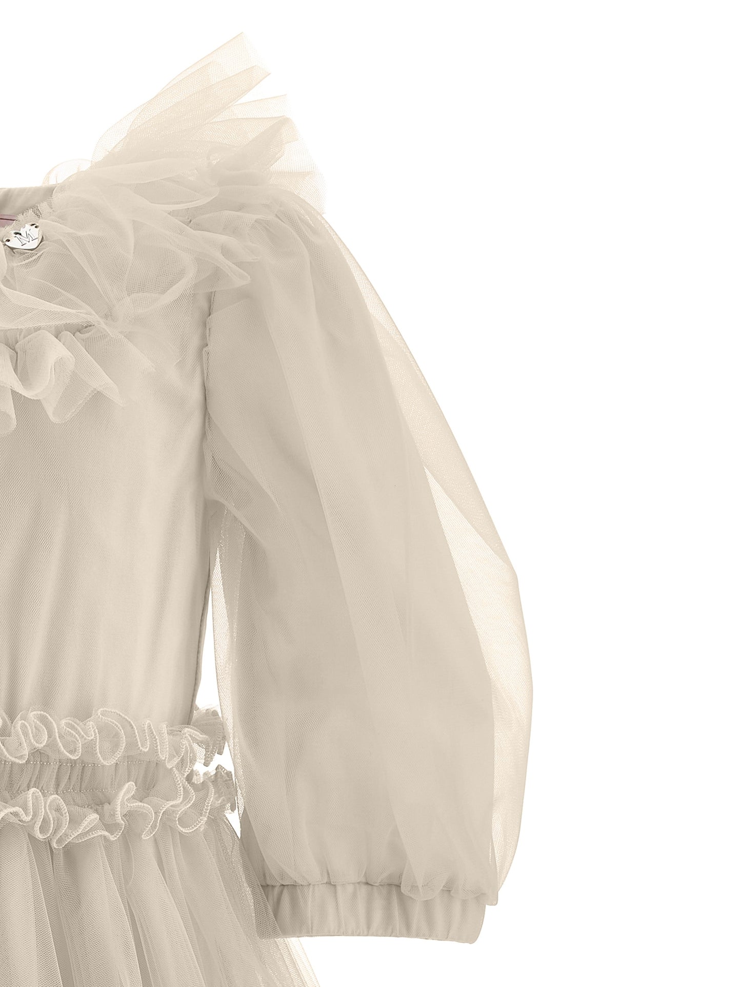 Monnalisa Girl's Beige Ruffled Tulle Dress