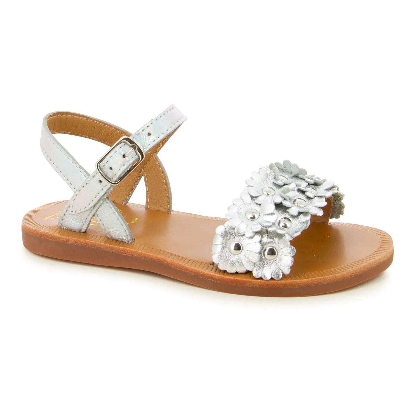 Pom D Api Girl's Silver Plagette Multi Flo Sandals