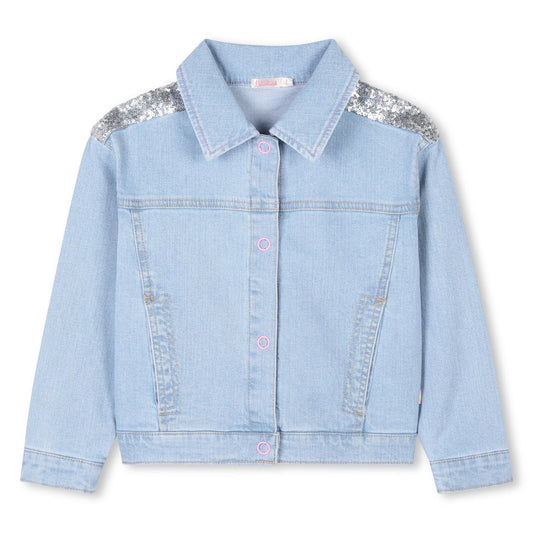 Billie Blush Girl's Denim Sequin Jacket