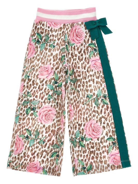 Monnalisa Girl's Leopard Print Wide-Leg Trousers