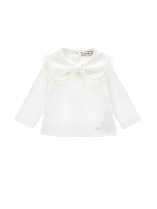 Monnalisa Baby Girl's Panna Bow Collar T-Shirt