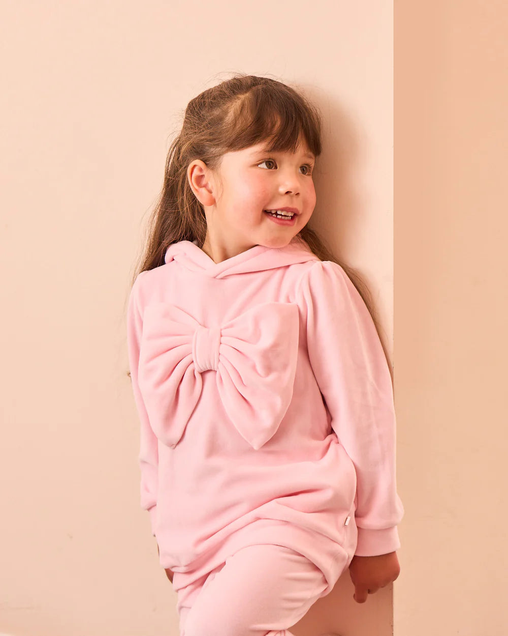 Caramelo Girl's Pink Velour Bow Tracksuit